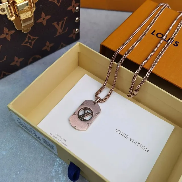 Louis Vuitton Dog Tag Necklace LV Logo
