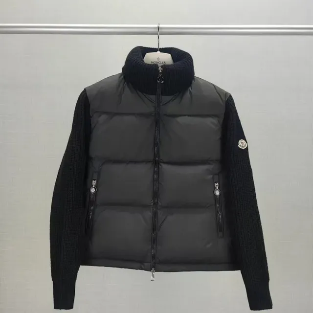 Moncler Knit-Sleeve Puffer Vest Black