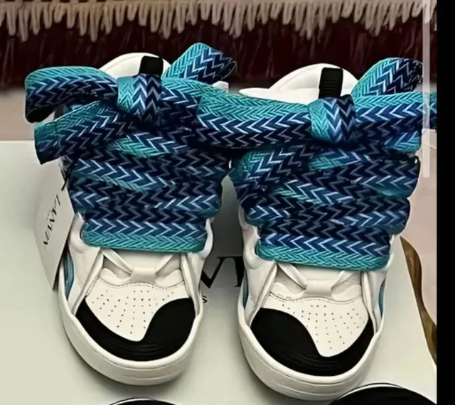 Lanvin Future High-Top Blue Chevron Lace