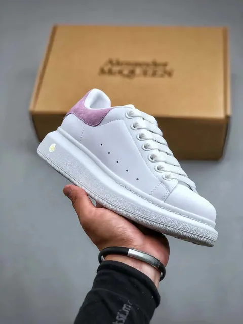 Alexander McQueen Oversized Sneaker White with Pink Suede Heel
