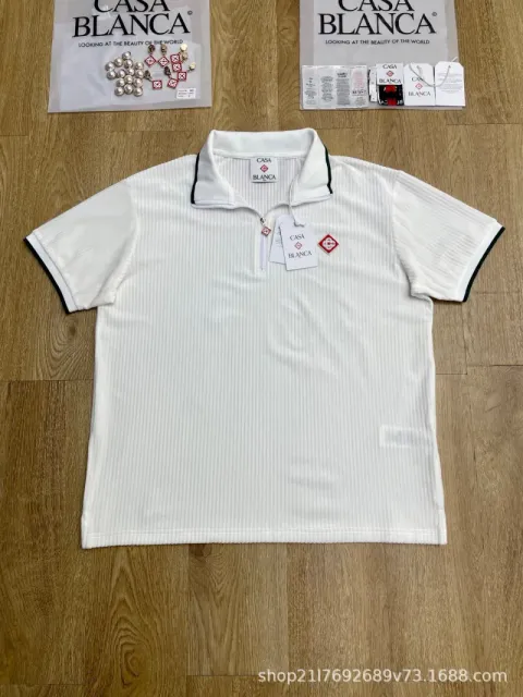 Casablanca Polo Shirt Ribbed Zip-Neck