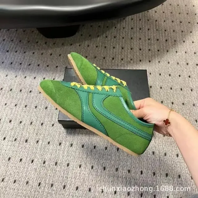 Gucci Horsebit 1955 Sneaker Green Suede with Yellow Laces