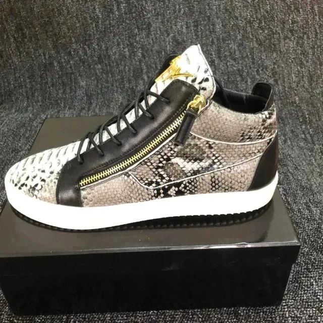 Giuseppe Zanotti High-Top Sneaker Snake Print with Gold Zip