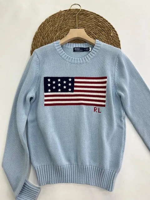 Polo Ralph Lauren Cotton Knit Sweater American Flag