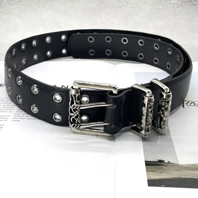 [roller double pin buckle] croch ch holy sword heart belt