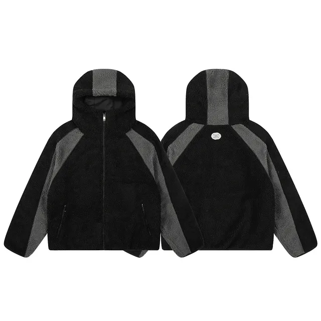 Fleece Hooded Jacket Two-Tone