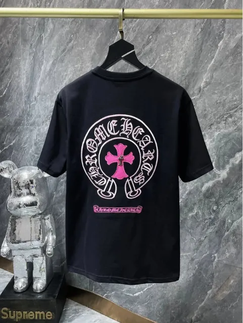 Chrome Hearts Graphic Tee Pink Cross Logo