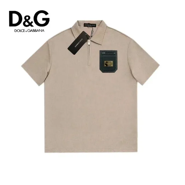Dolce & Gabbana Polo Shirt Zip-Neck with Logo Patch