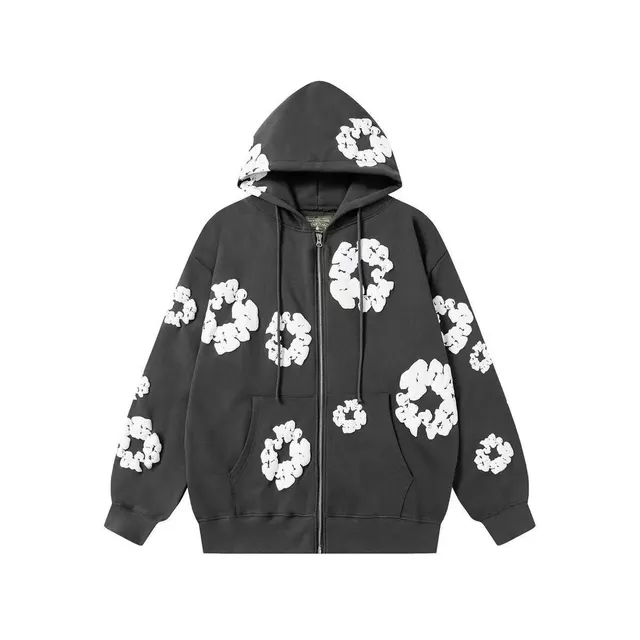 Gallery Dept. Zip-Up Hoodie Floral Appliqué