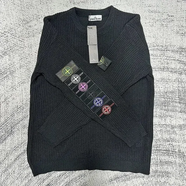 Stone Island Ribbed Knit Sweater Compass Patch