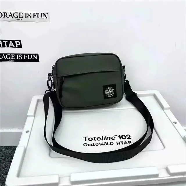 Stone Island Shoulder Bag Olive Green with Compass Patch