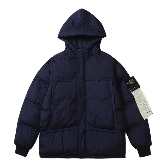 Stone Island Hooded Puffer Jacket Crinkled Nylon