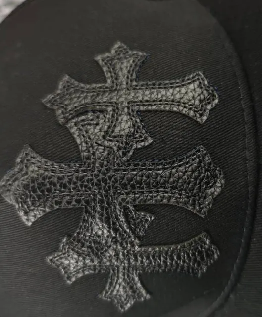Chrome Hearts Cross Patch Cap Black Leather Cross