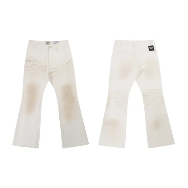 Balenciaga Ruched Flare Jeans Distressed White