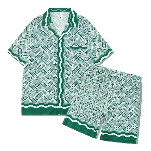 Casablanca Printed Camp Collar Set Geometric Pattern