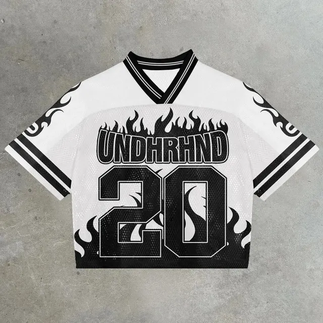 Undefeated V-Neck Mesh Jersey Flame Print