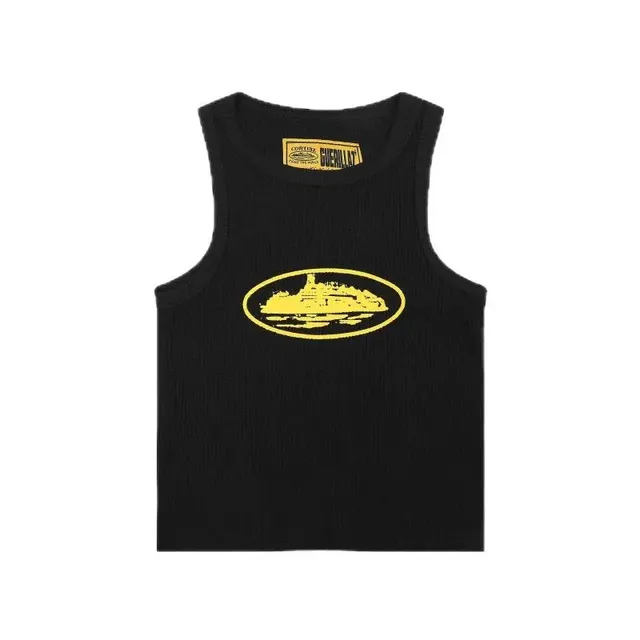 Broken Planet Ribbed Tank Top Yellow Logo