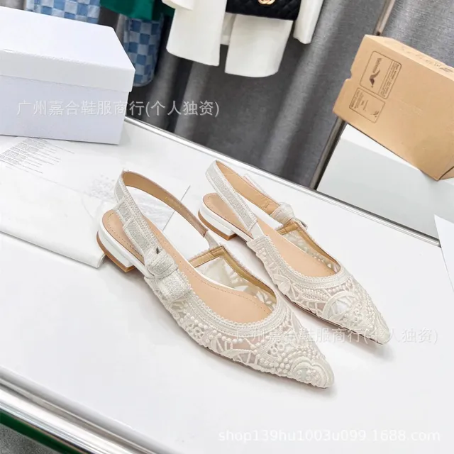 Dior Lace Slingback Flat Embroidered Lace