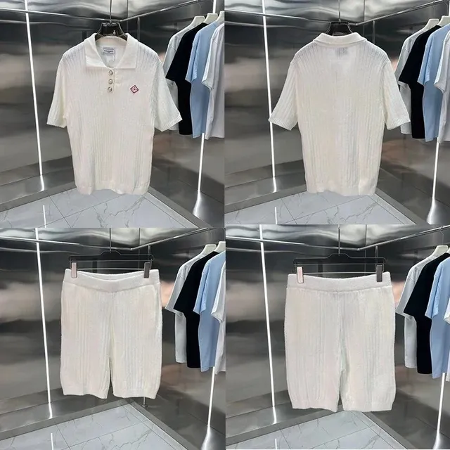 Casablanca Ribbed Knit Set Polo Top & Shorts