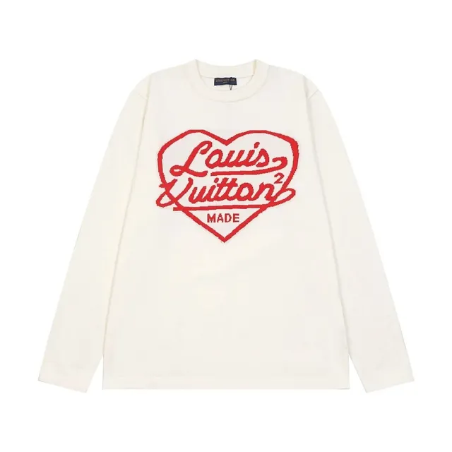 Louis Vuitton Heart Logo Sweater Red Embroidered Heart