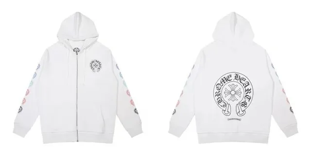 Chrome Hearts Zip-Up Hoodie Floral Sleeve Print