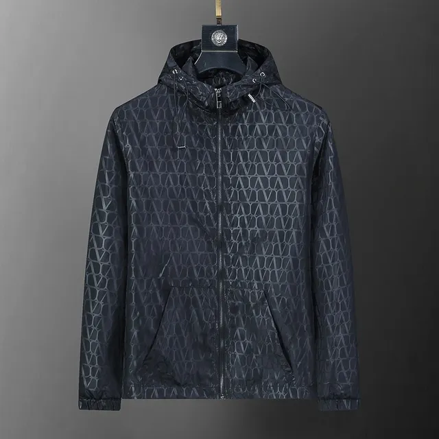 Versace Logo-Print Hooded Jacket V-Motif All-Over Print