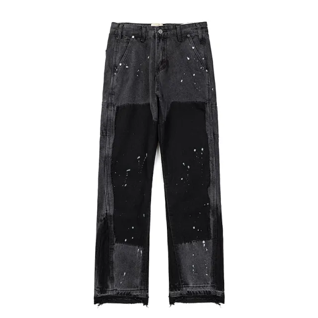 Gallery Dept. Paint-Splatter Denim Trousers Distressed Patchwork