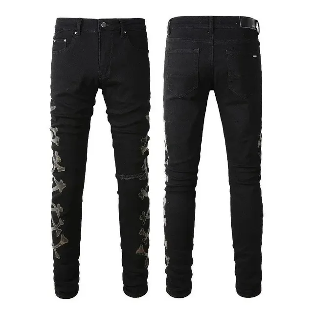 Amiri Cross Print Jeans Bone Cross Embroidery