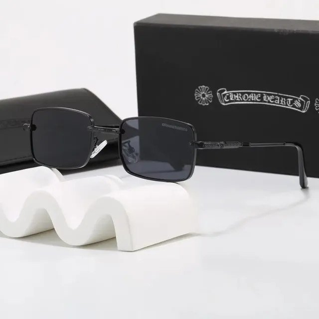 Chrome Hearts Square Sunglasses Black Metal Frame