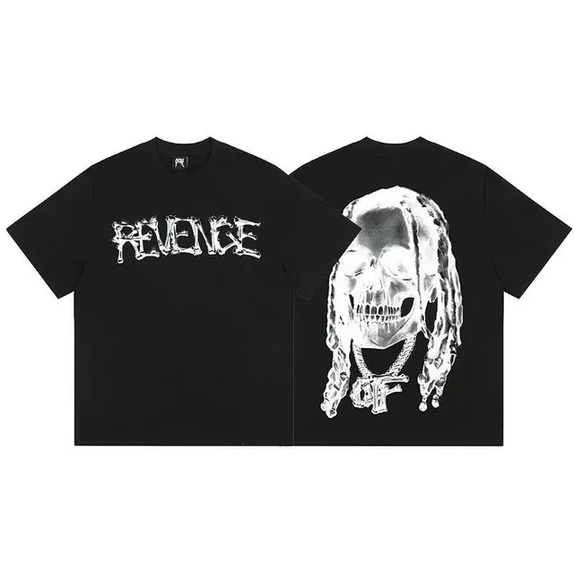 Revenge Skull Graphic Tee Bone Print