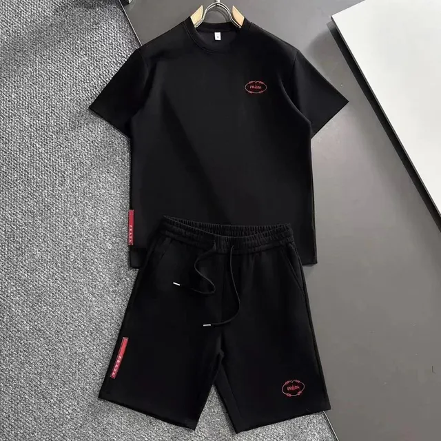 Prada T-Shirt and Shorts Set Embroidered Logo