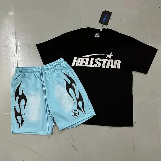 Hellstar Shorts and Tee Set Flame Print