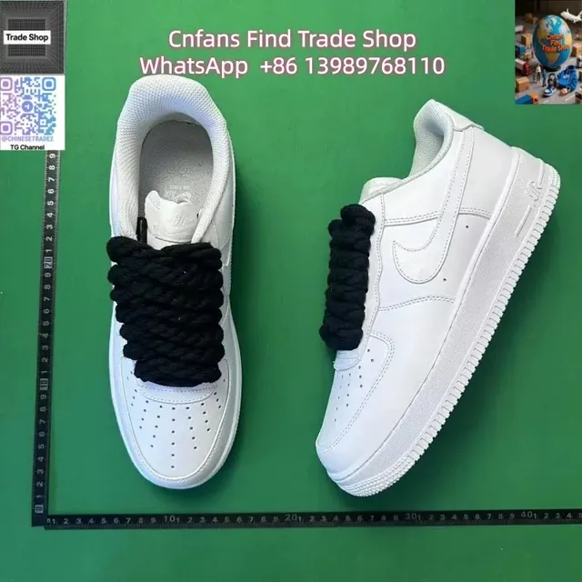 Nike Air Force 1 Low Triple White with Black Rope Laces