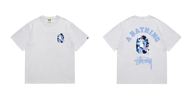 BAPE × Stüssy Short-Sleeve Tee Camouflage Ape Head Print