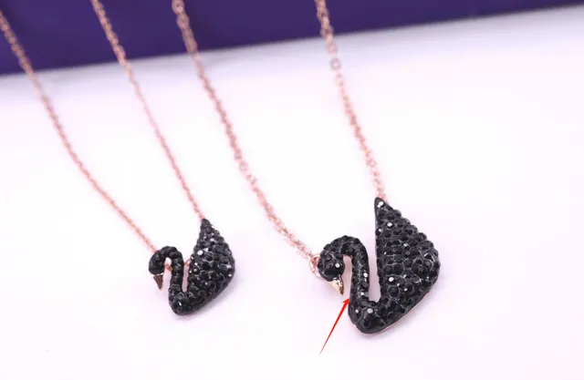 Swarovski Swan Necklace Black Crystal