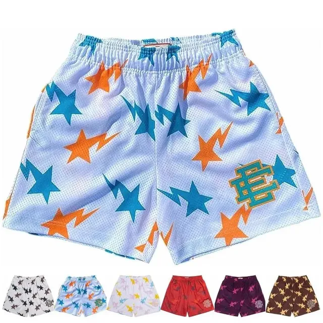 Eric Emanuel Mesh Shorts Star and Lightning Print