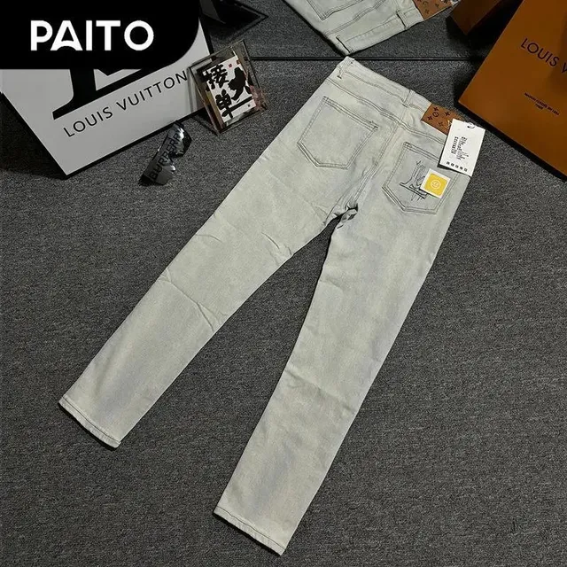 Louis Vuitton Slim Fit Jeans Light Wash with Embroidered Pocket