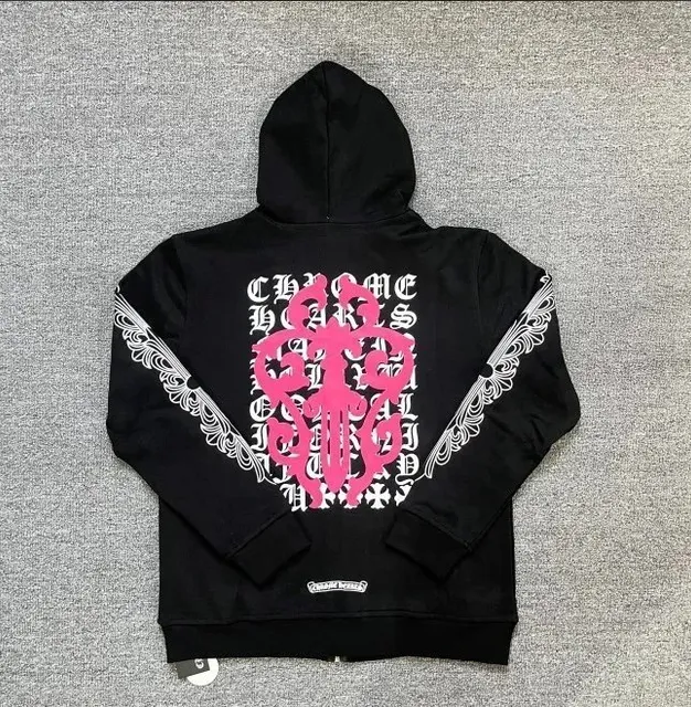 Chrome Hearts Zip-Up Hoodie Cross Logo Print