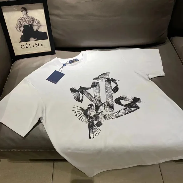 Louis Vuitton T-Shirt Bird and Ribbon Print