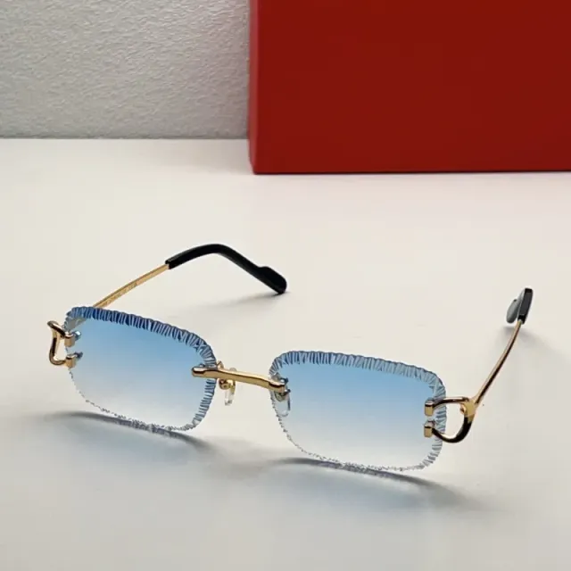 Cartier Juste Un Clou Rimless Sunglasses Gradient Blue Lens