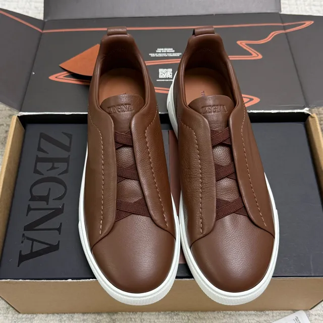 Zegna Triple Stitch Brown Leather