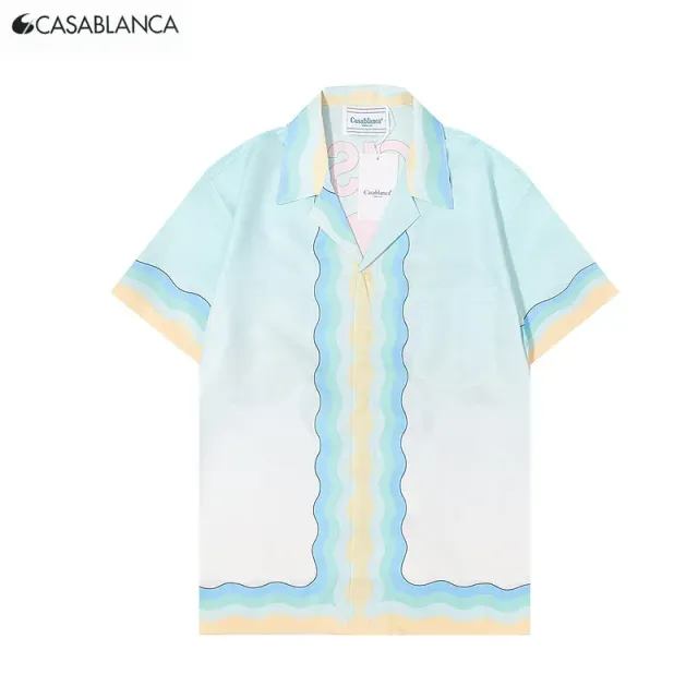 Casablanca Short-Sleeve Shirt Wave Print