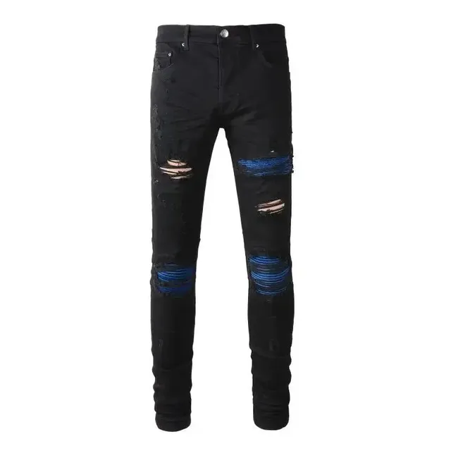 Amiri Distressed Jeans Black with Blue Stitching
