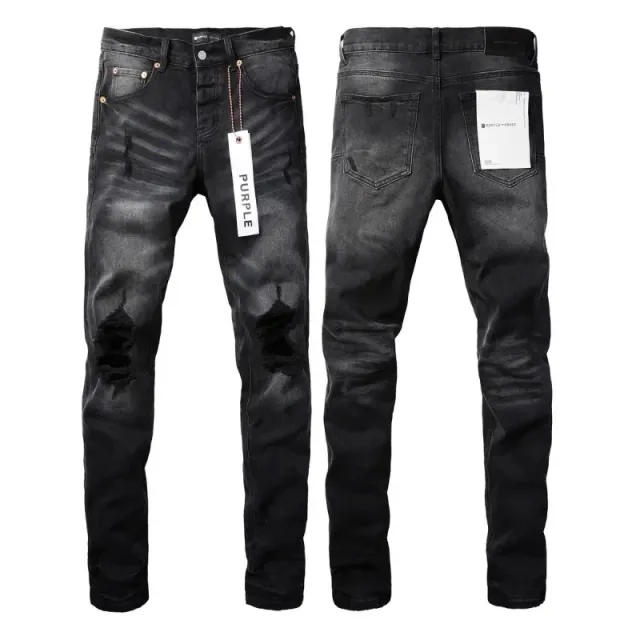 Purple Brand Distressed Slim Fit Jeans Black Wash with Rips