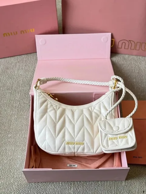 Miu Miu Quilted Shoulder Bag Matelassé with Braided Strap