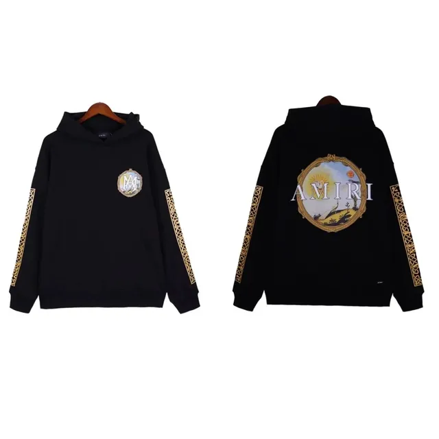 Amiri Hooded Sweatshirt Gold Chain Sleeve Print