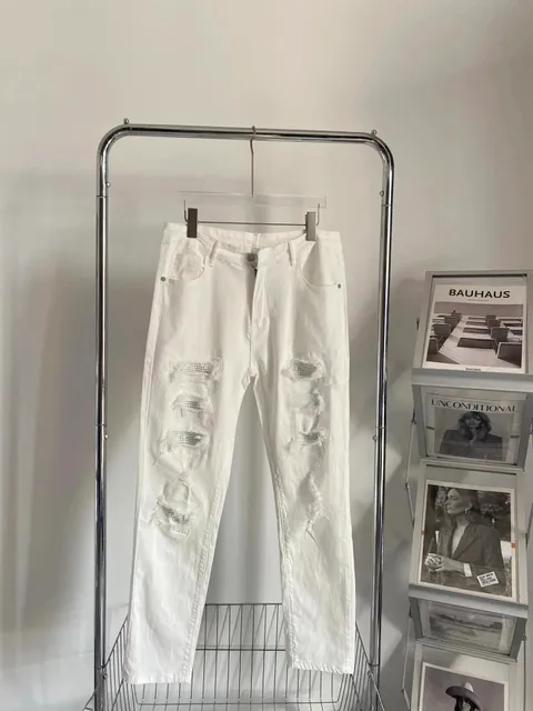 Jordan Distressed Jeans White Ripped with Mesh Patch