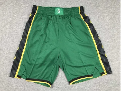Nike × NBA Basketball Shorts Green with Black and Yellow Trim