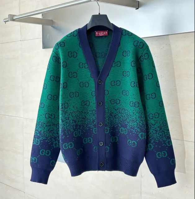 Gucci GG-Print Cardigan Gradient Logo Knit