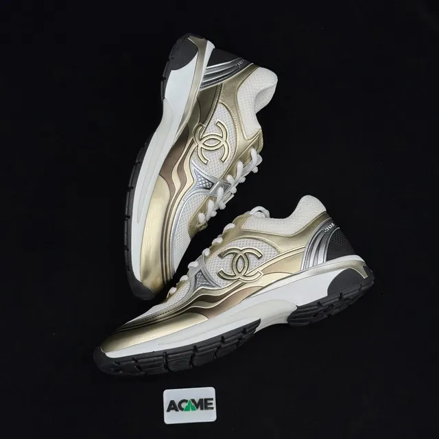 Chanel Runway Sneaker Metallic Gold and White